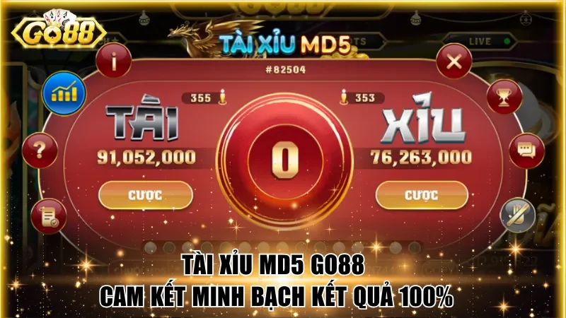 Tài Xỉu MD5 Go88 cam kết minh bạch kết quả 100%